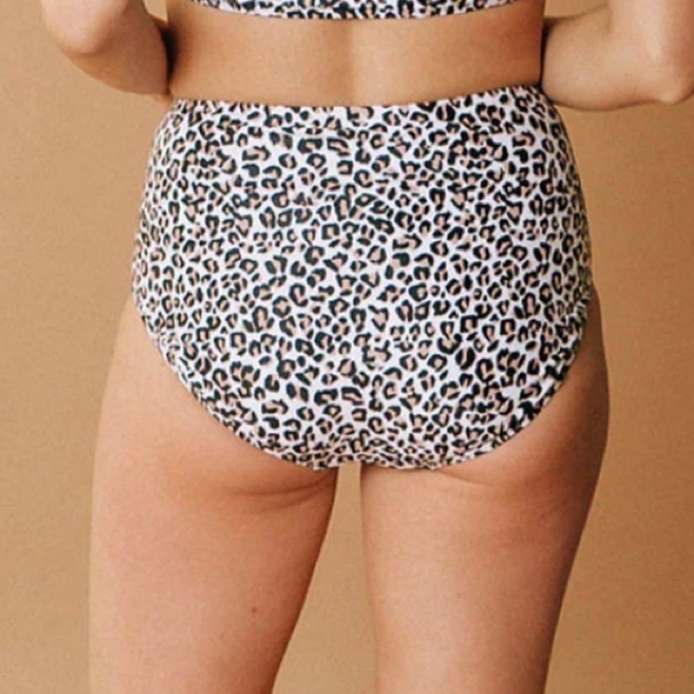 Albion Cheetah High-Waisted Swim Bottoms Size XL White Black Tan Animal Print - Picture 4 of 10